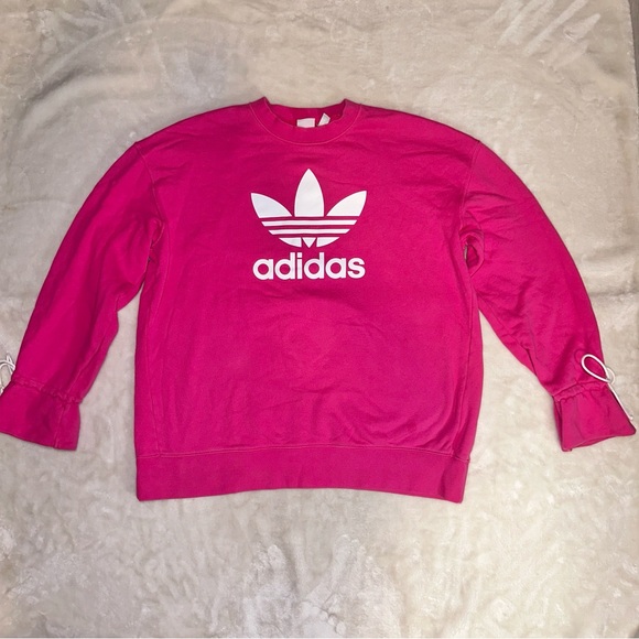 Adidas Bellista Trefoil Logo Crewneck Sweatshirt Sweater French Terry Top Size L - Picture 9 of 16